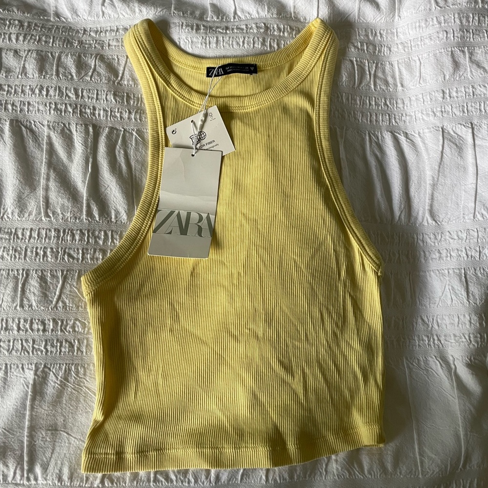 Zara Yellow High-neck Tank Top